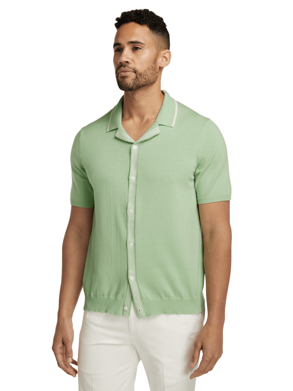 Alternate Image of Cotton Button Front Camp Collar Sweater-1