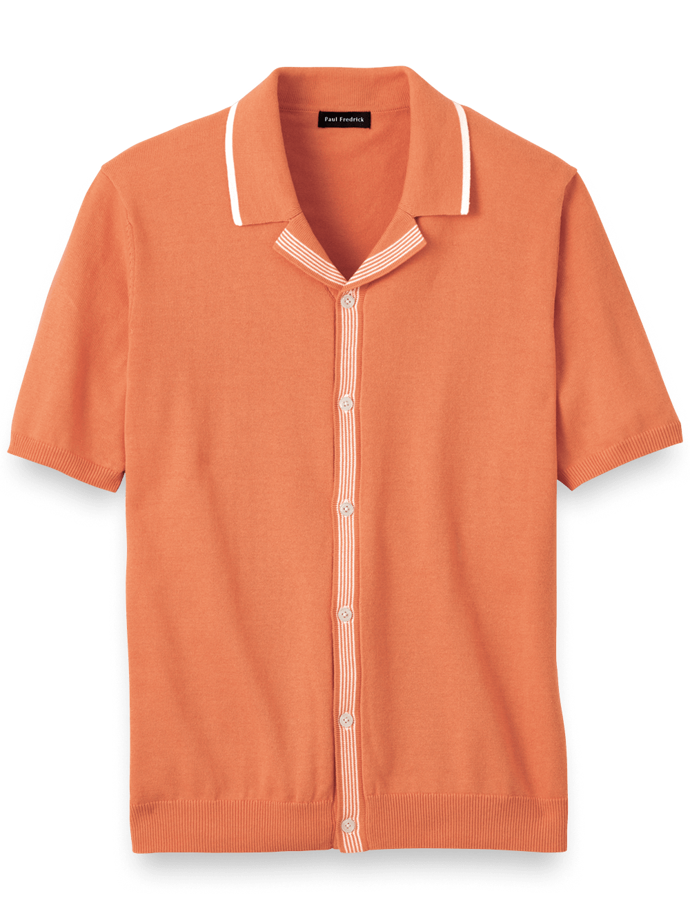 Product Image of Cotton Button Front Camp Collar Sweater-Orange