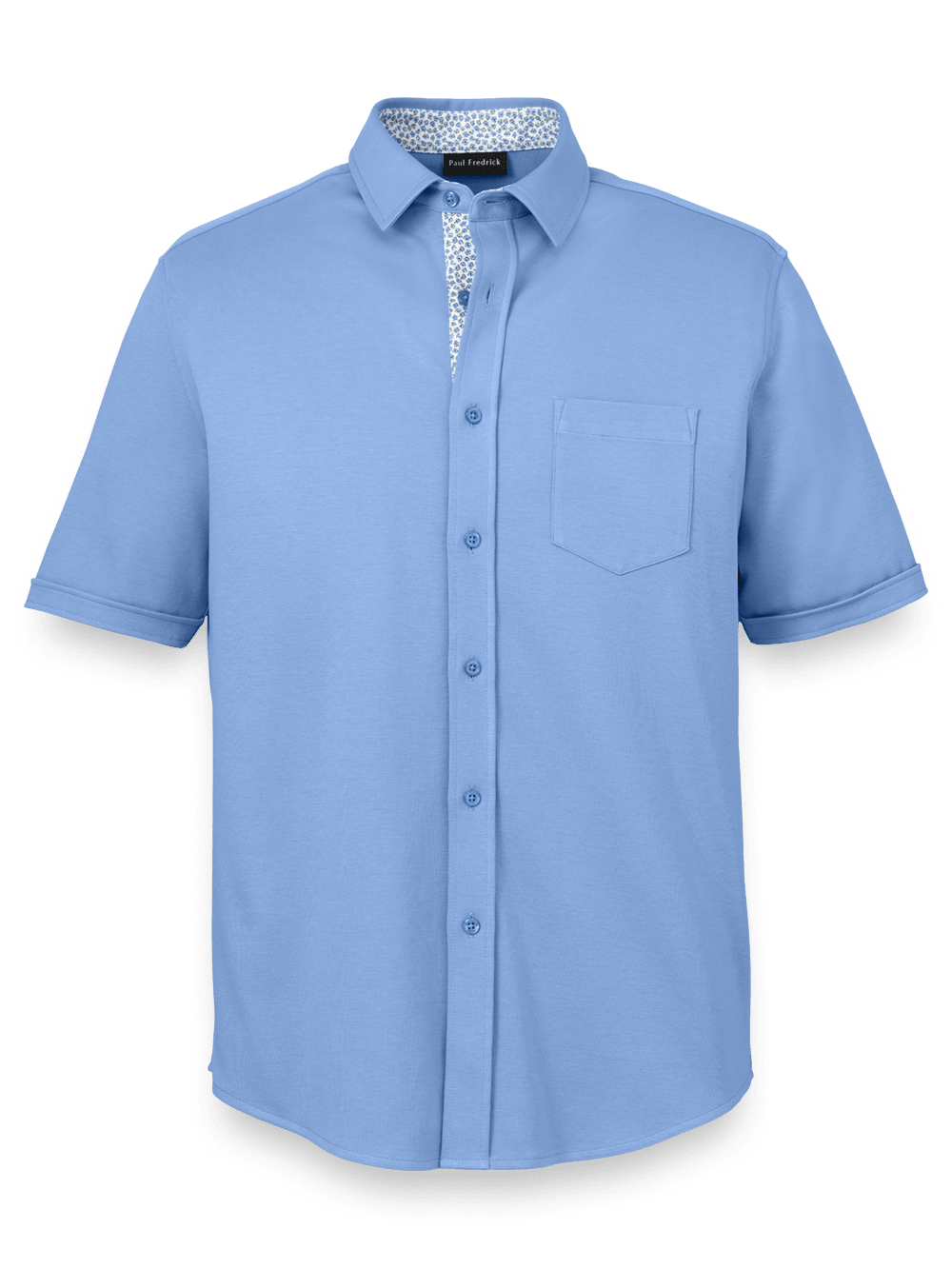 Product Image of Cotton Button Front Polo-Light Blue