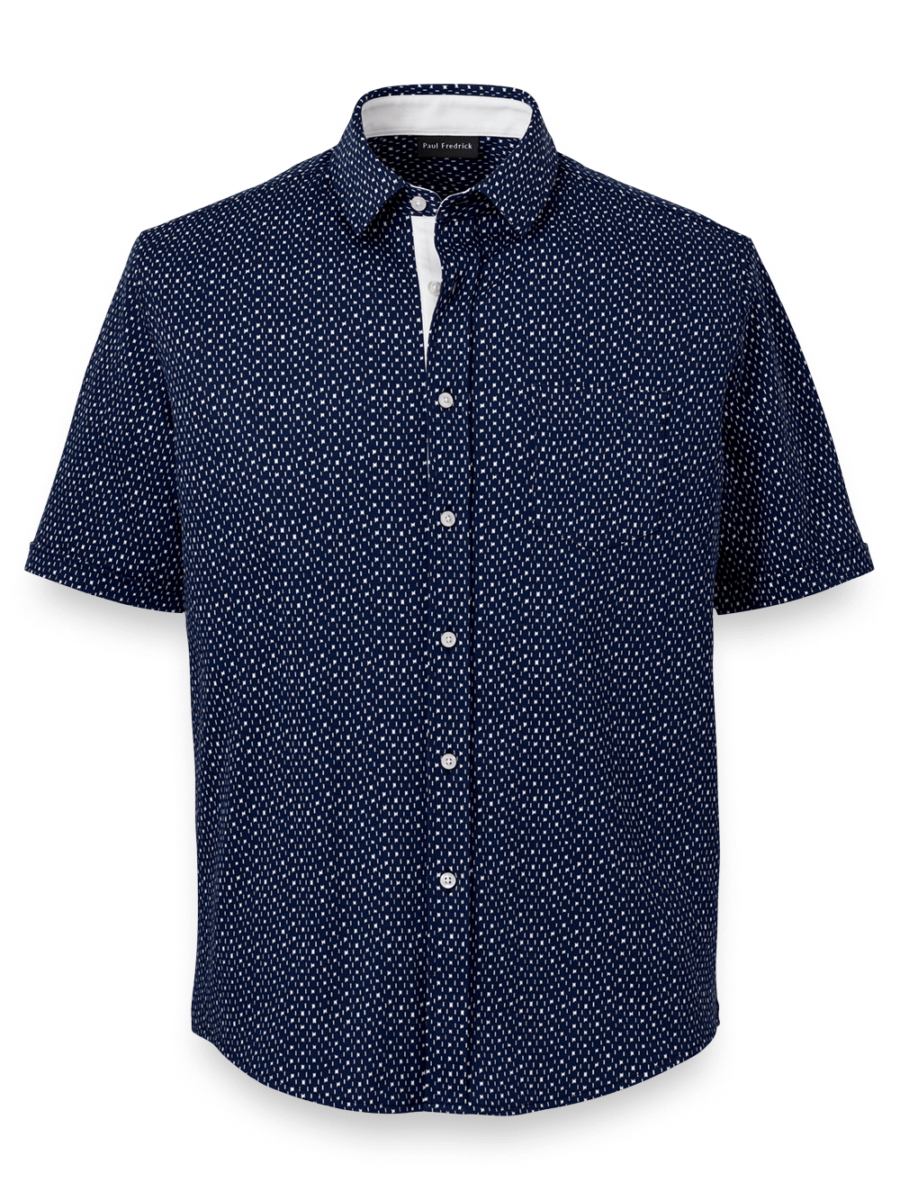 Product Image of Cotton Button Front Polo-Navy/White