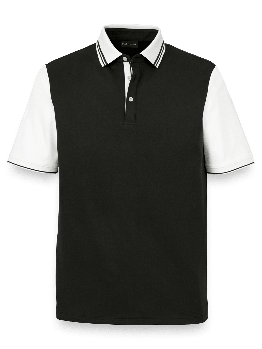 Product Image of Cotton Three Button Polo-Black