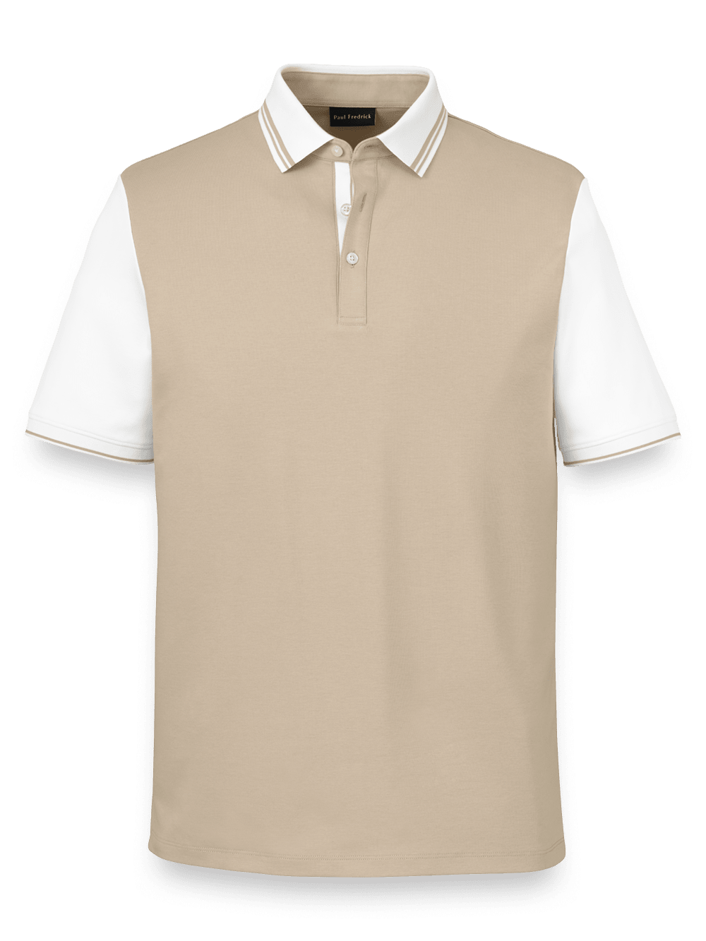 Product Image of Cotton Three Button Polo-Tan