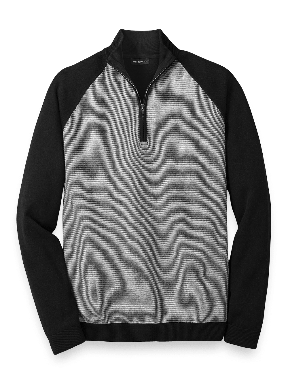 Product Image of Cotton Zip Mock Neck Sweater-Black