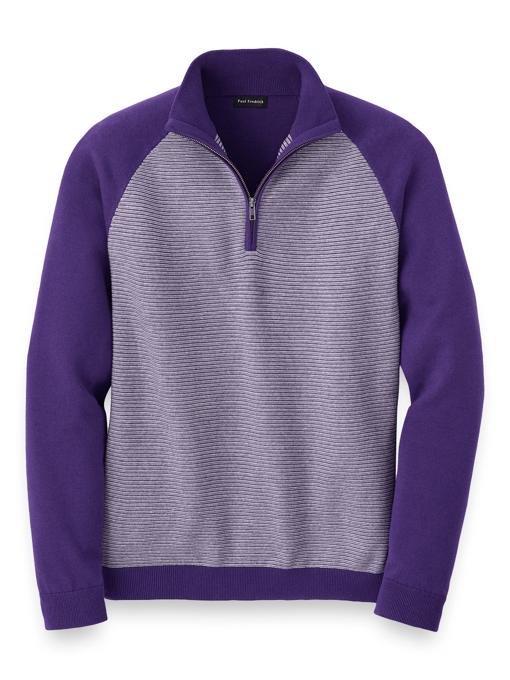 Product Image of Cotton Zip Mock Neck Sweater-Purple