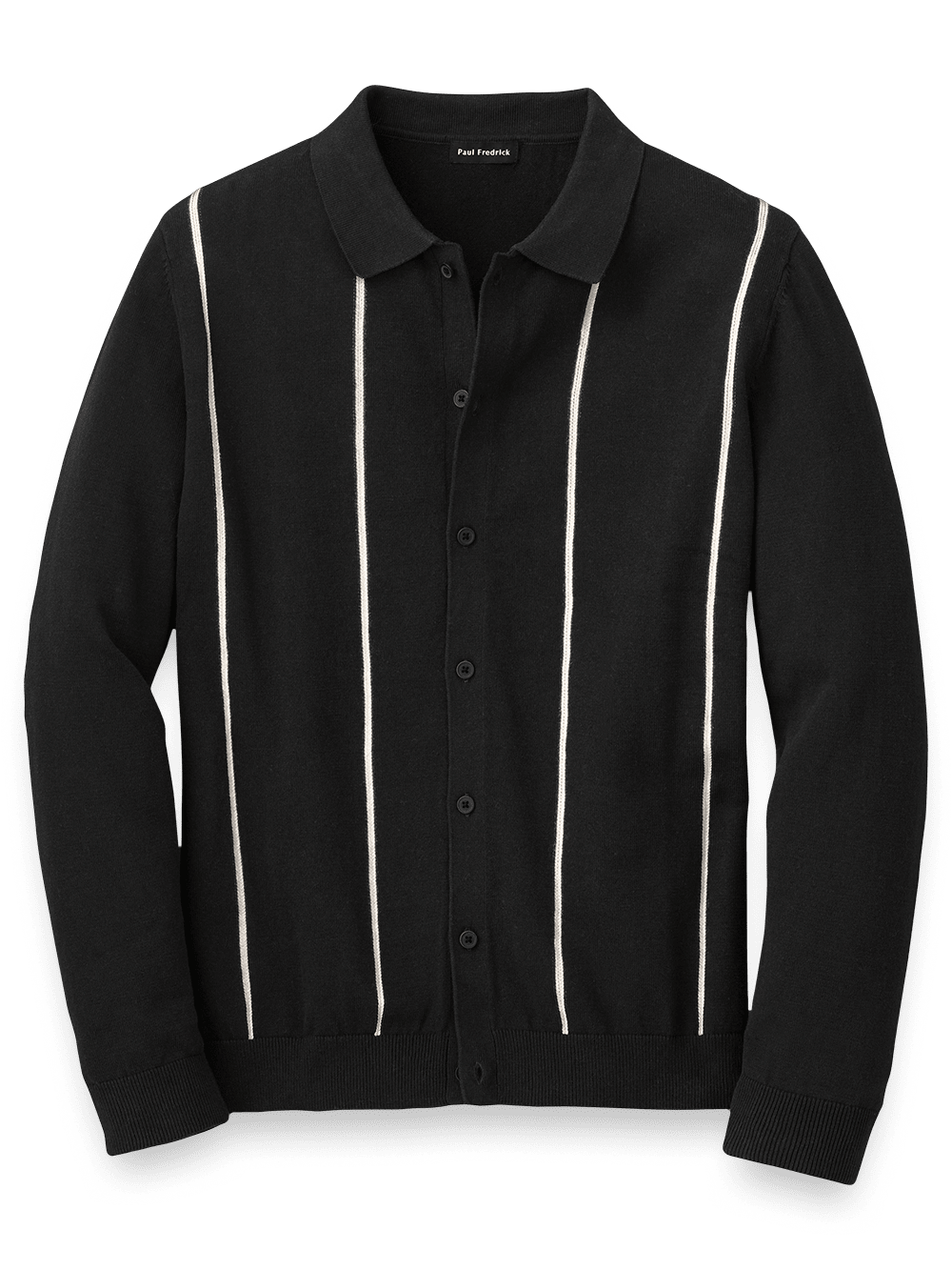 Product Image of Cotton Button Front Polo-Black