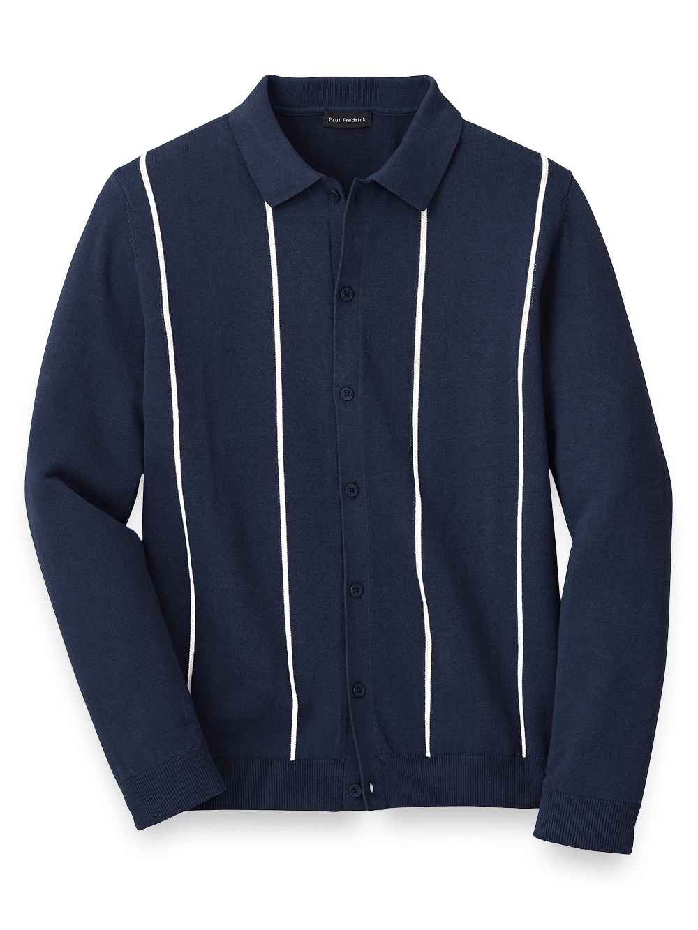 Product Image of Cotton Button Front Polo-Navy