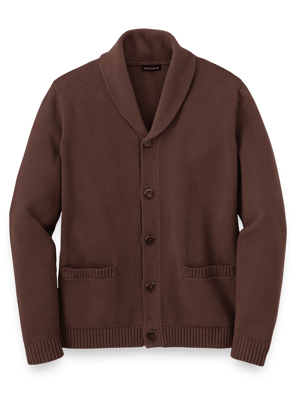 Product Image of Cotton Button Front Shawl Collar Cardigan-Dark Brown