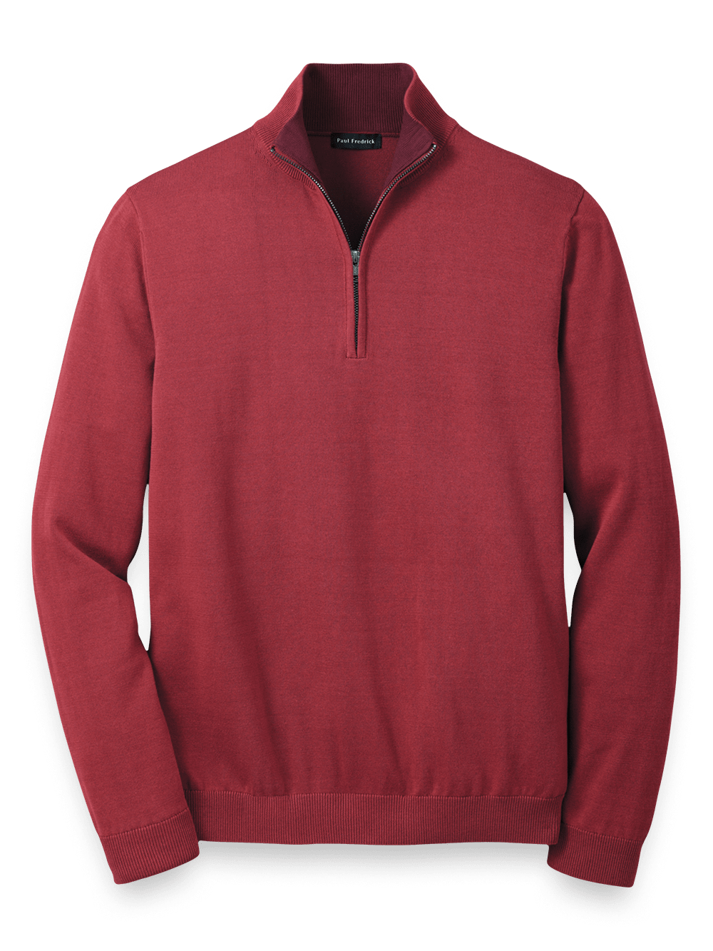 Product Image of Supima Cotton Zip Mock Neck Sweater-Burgundy