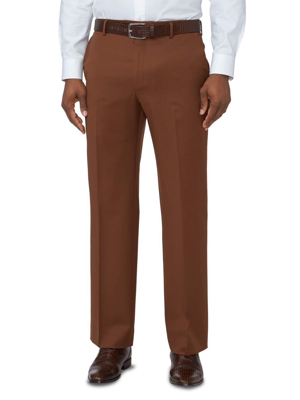 Product Image of Classic Fit Wool Gabardine Flat Front Pants-Rust