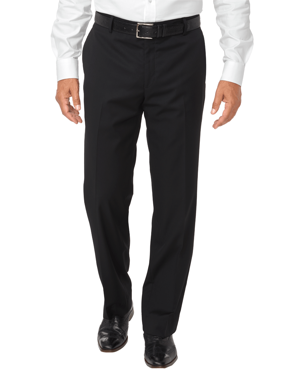 Product Image of Tailored Fit Wool Gabardine Flat Front Pant-Black