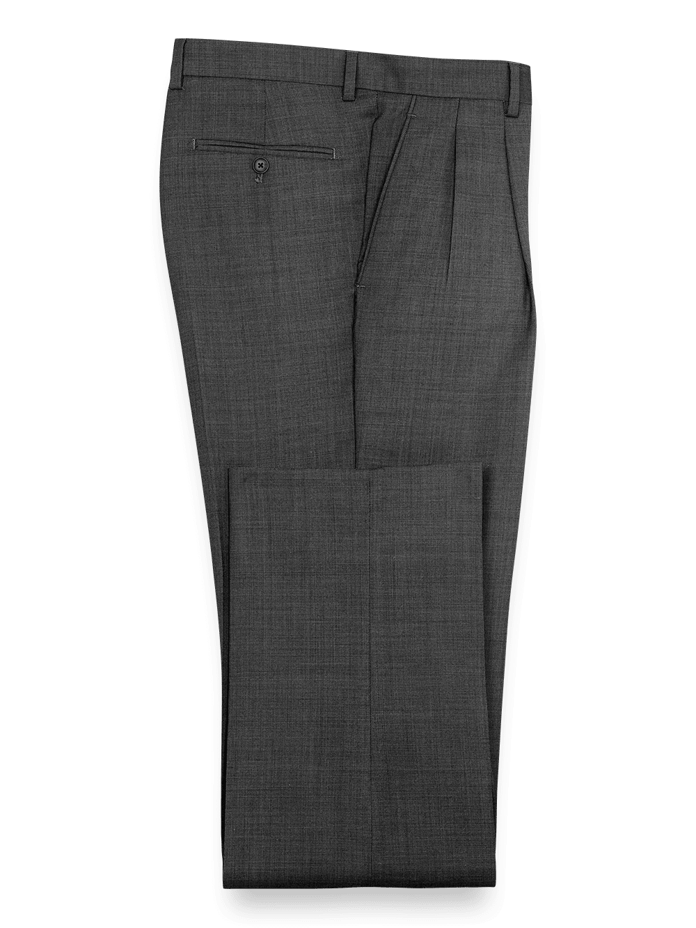 Product Image of Sharkskin Pleated Pants-Charcoal#model_pleated front