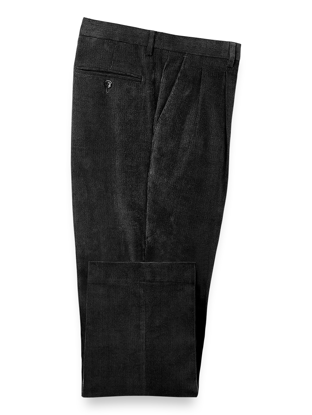 Product Image of Corduroy Pleated Pants-Black#model_pleated front