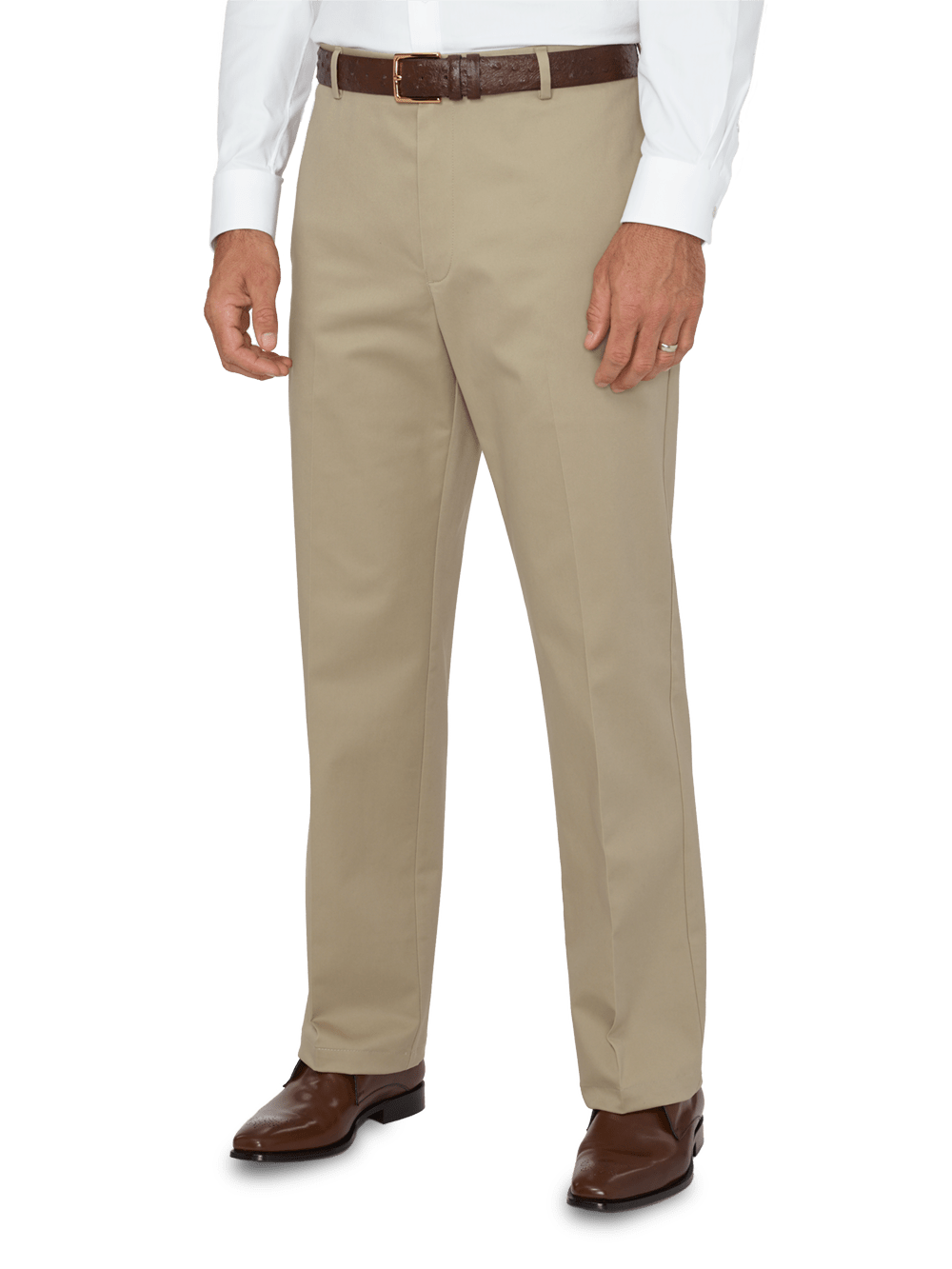 Product Image of Impeccable Flat Front Pant Non-iron Smart Stretch Waistband-Khaki