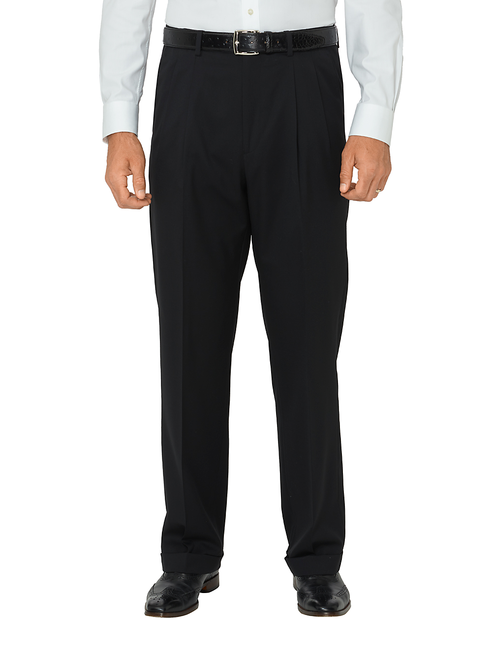 Product Image of Super 120's Wool Pleated Pants-Black
