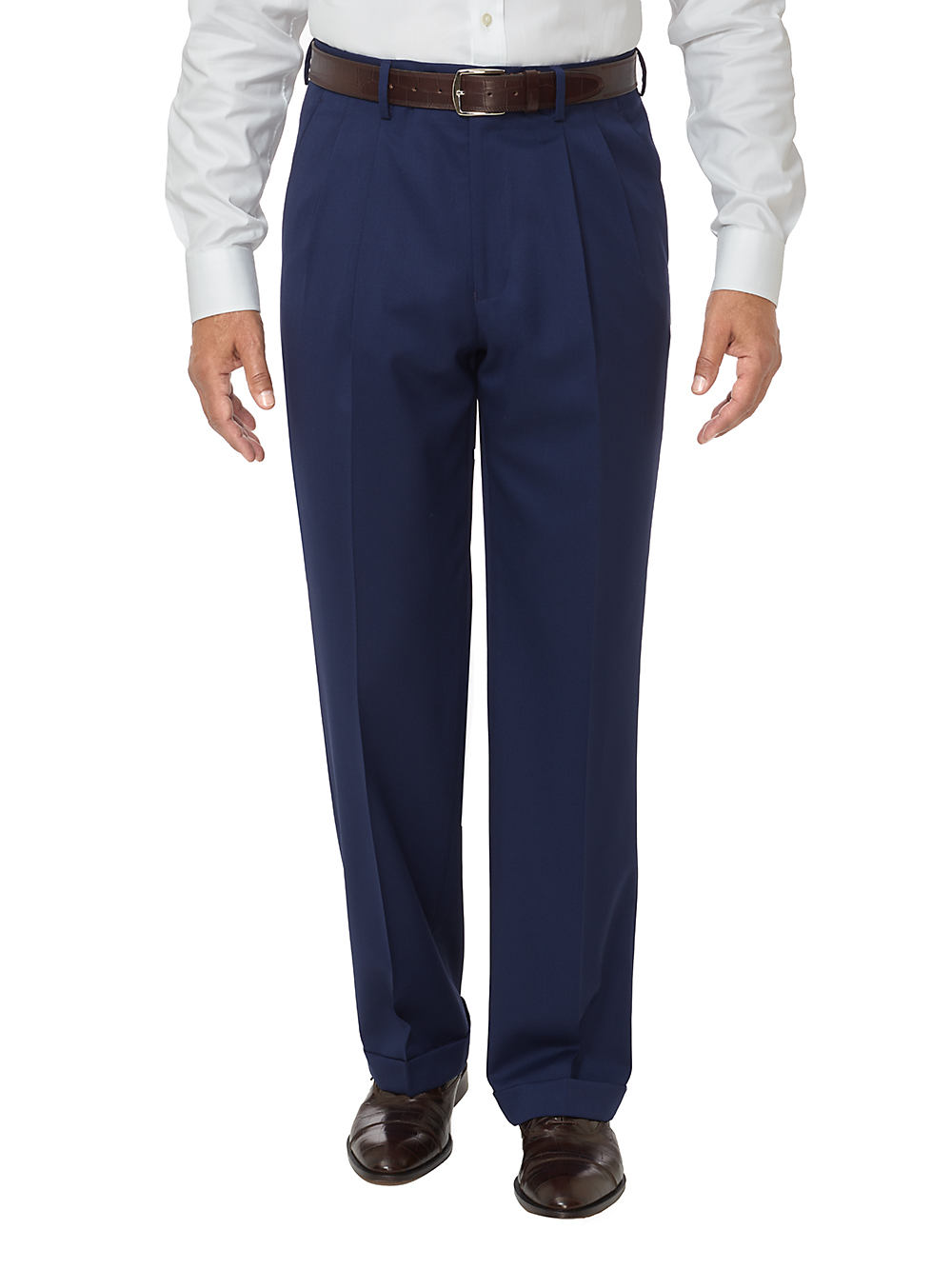 Product Image of Super 120's Wool Pleated Pants-Navy