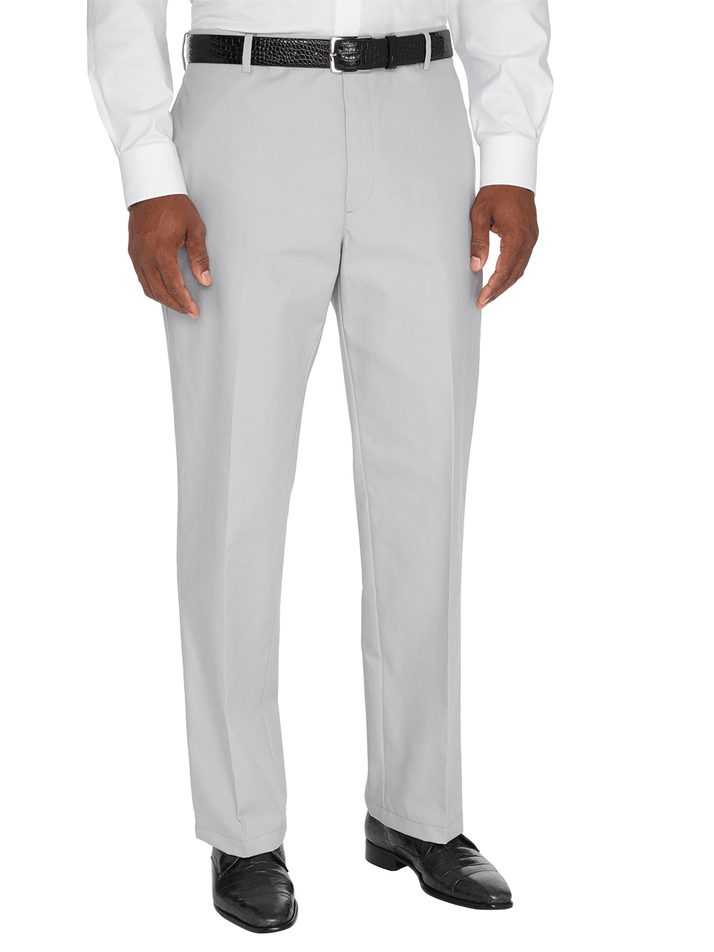 Product Image of Non-iron Supima Dress Chino Flat Front Pants-Oxford Grey#model_flat front