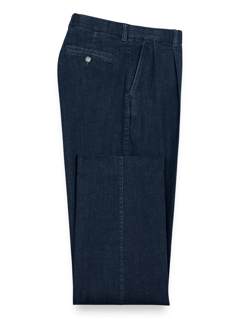 Product Image of Pleated Denim Pants-Dark Blue#model_pleated front