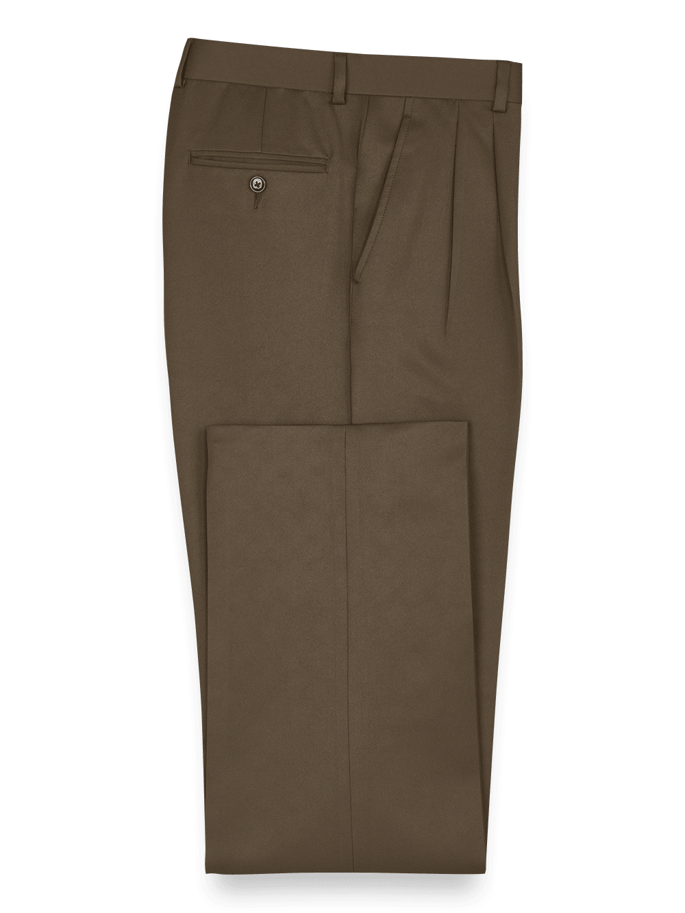 Product Image of Solid Microfiber Pleated Pants-Cocoa