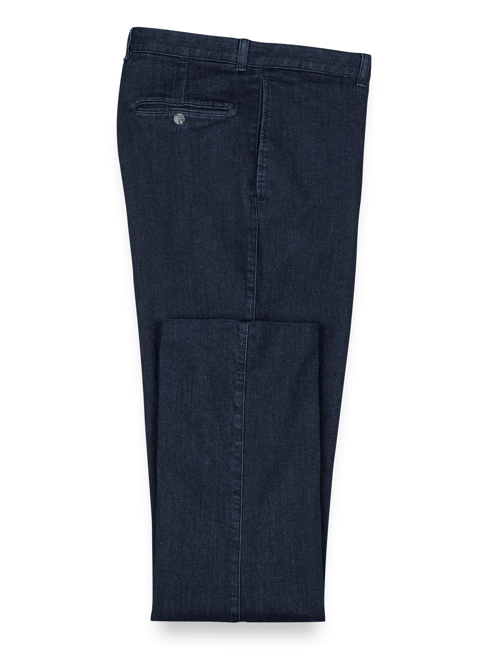 Product Image of Flat Front Denim Pants-Dark Blue#model_flat front