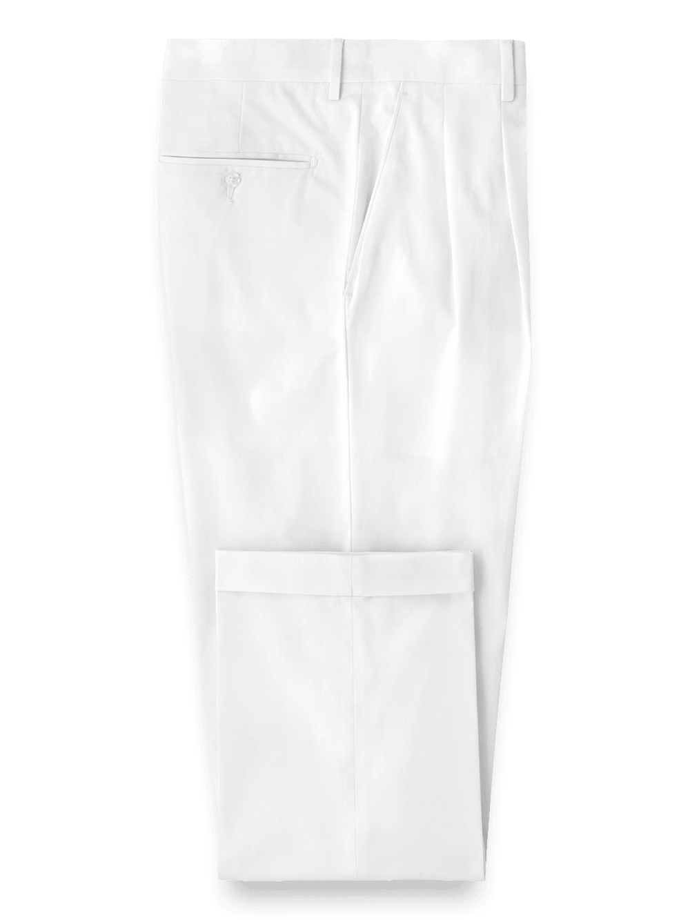 Product Image of Classic Fit Cotton Stretch Twill Pleated Pants-White#model_pleated front