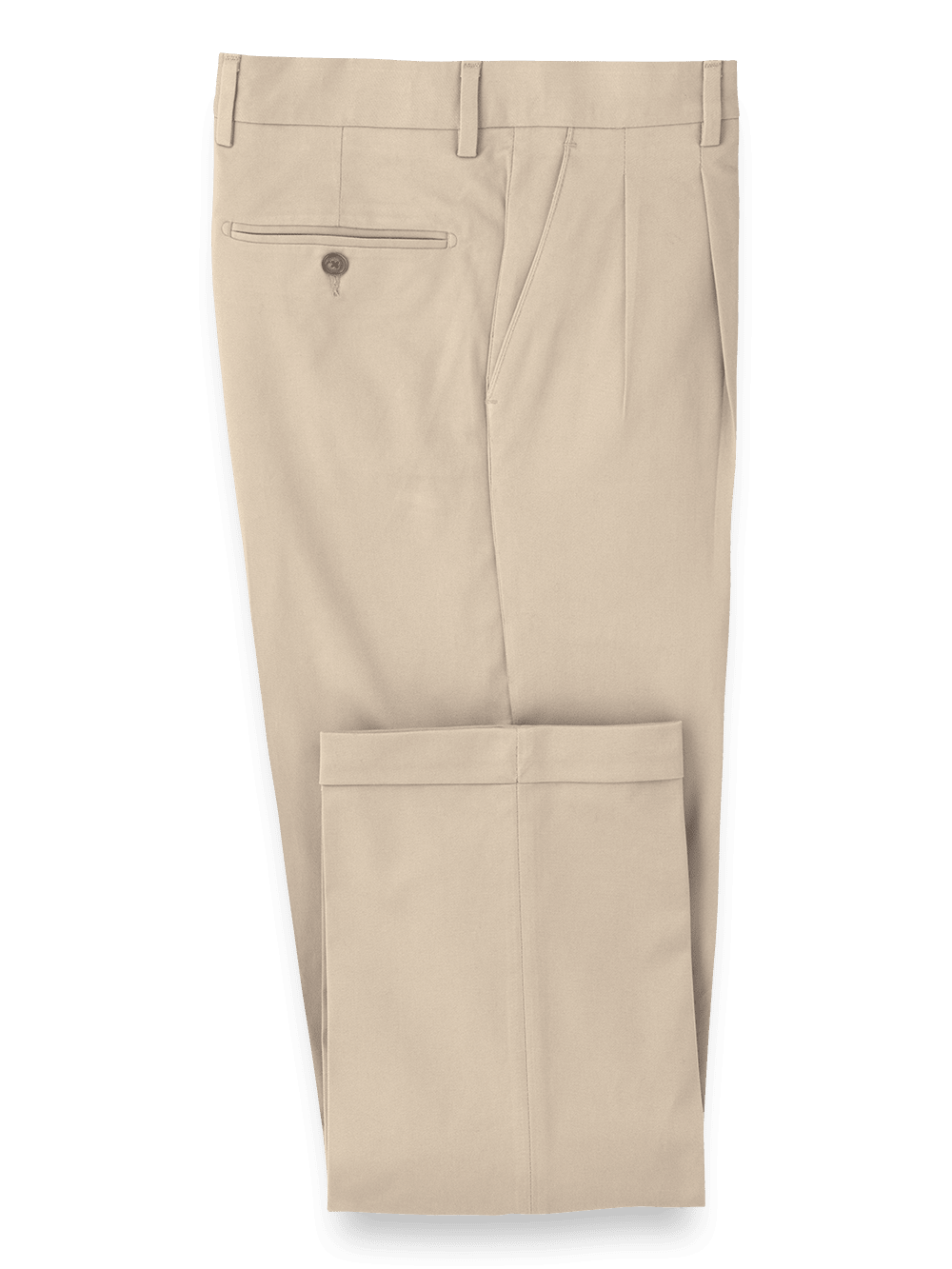 Product Image of Classic Fit Cotton Stretch Twill Pleated Pants-Khaki#model_pleated front