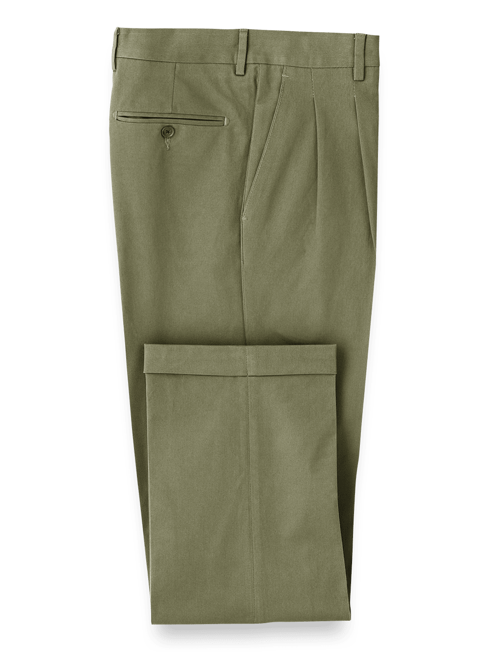 Product Image of Classic Fit Cotton Stretch Twill Pleated Pants-Olive#model_pleated front