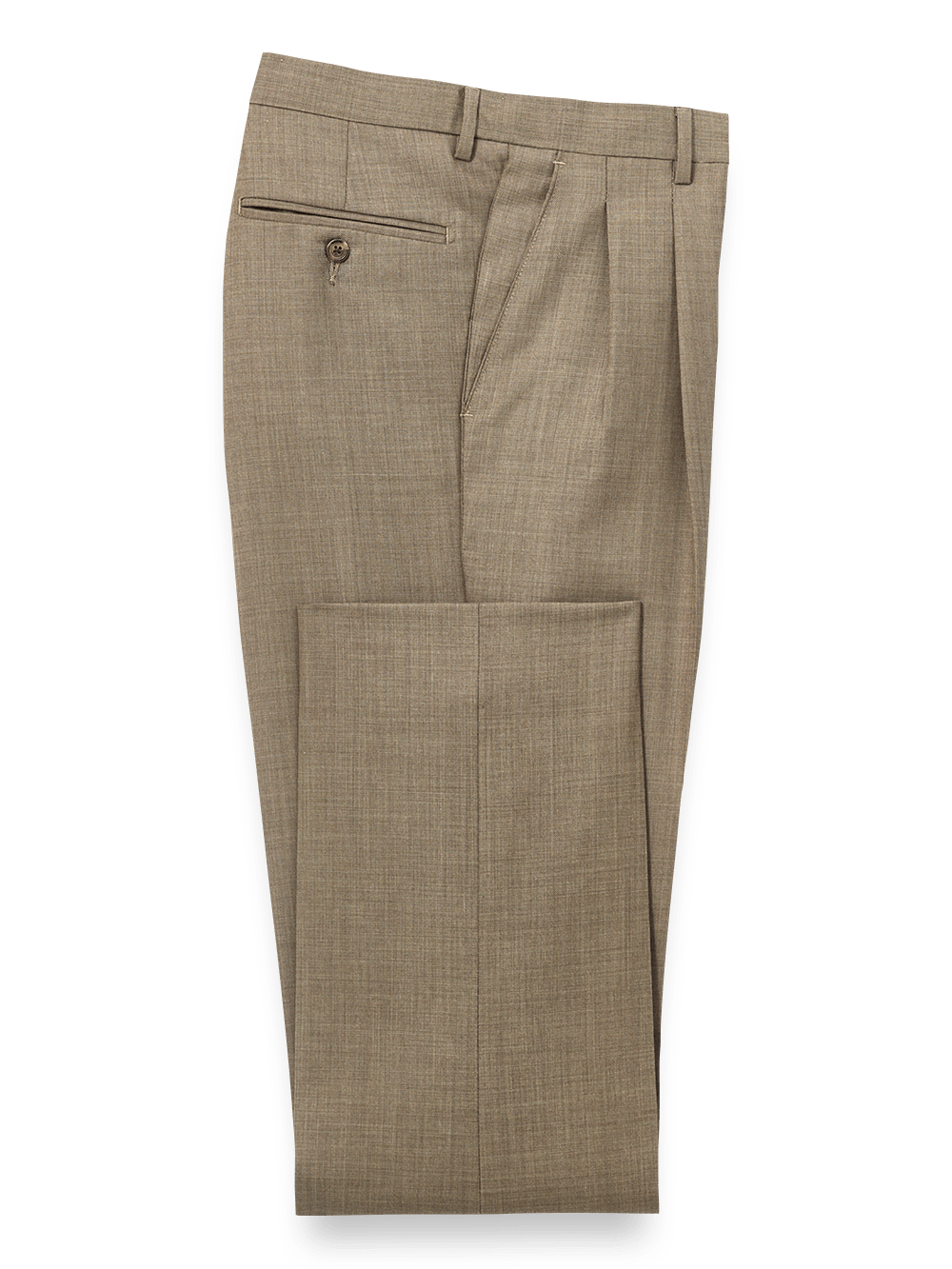 Product Image of Wool Sharkskin Pleated Pants-Light Brown#model_pleated front