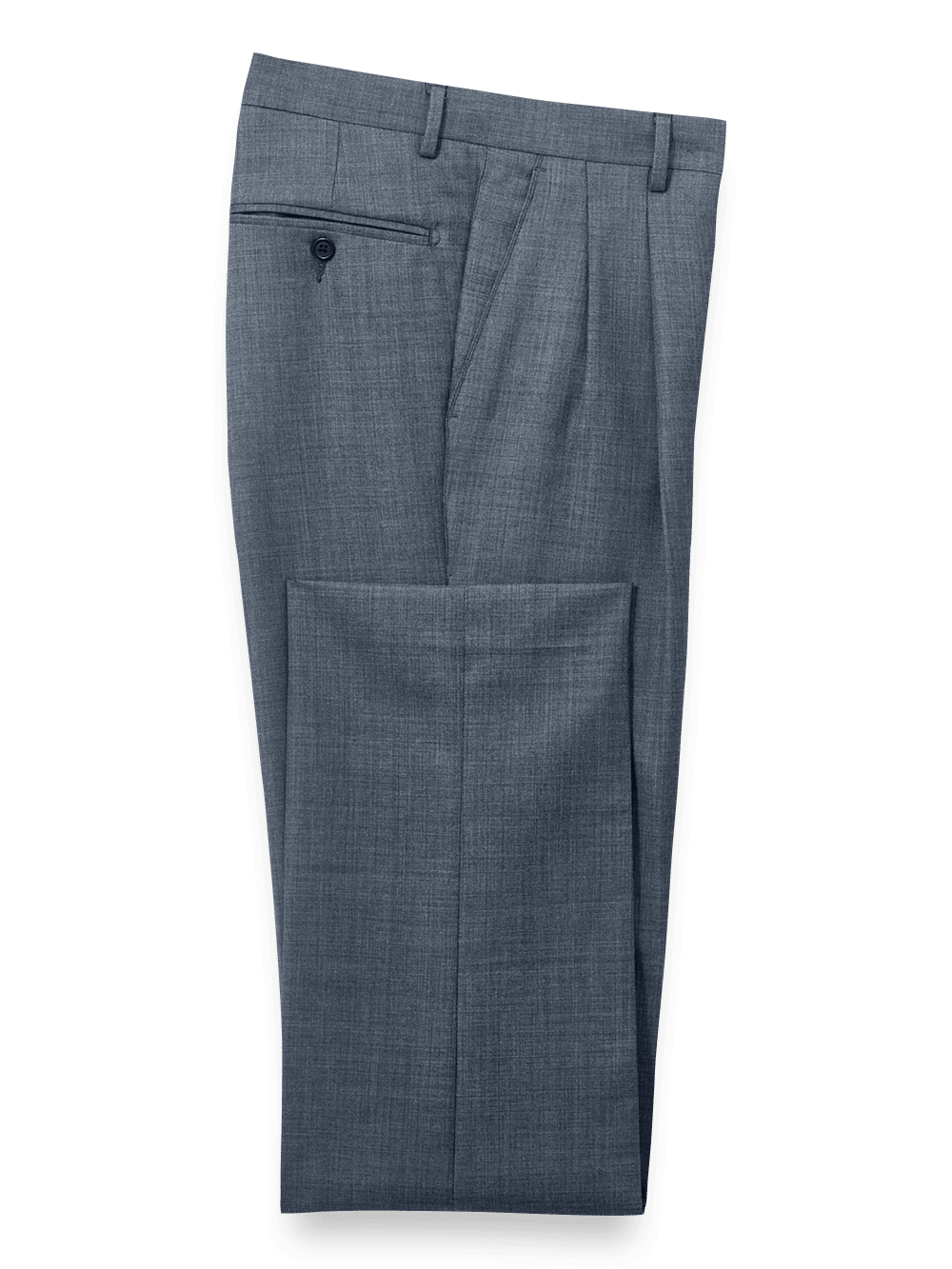 Product Image of Wool Sharkskin Pleated Pants-Blue#model_pleated front