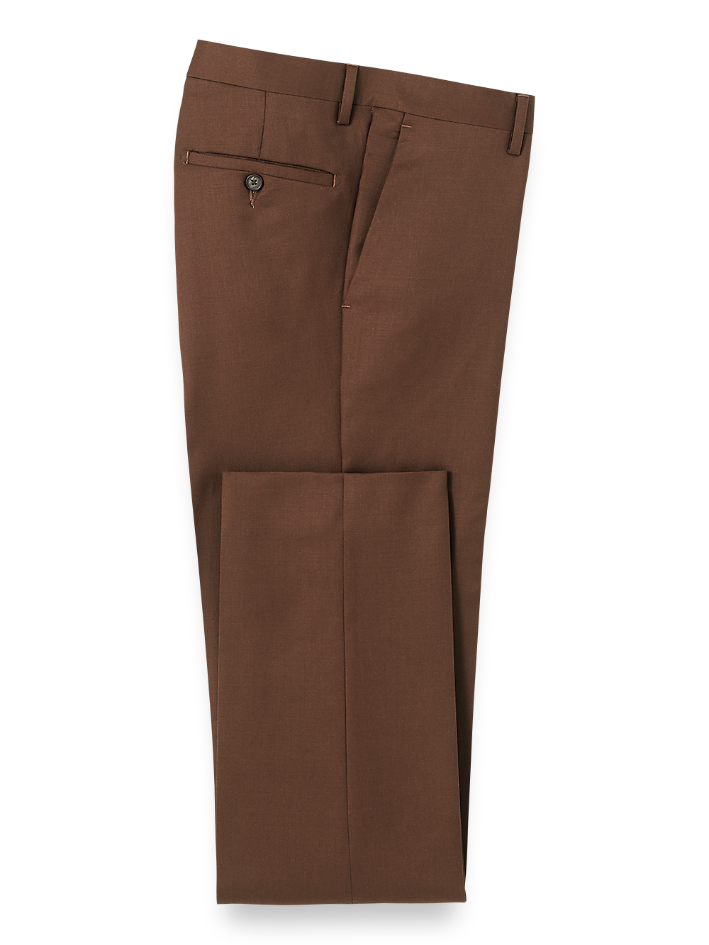 Product Image of Wool Gabardine Flat Front Pants-Brown#model_flat front