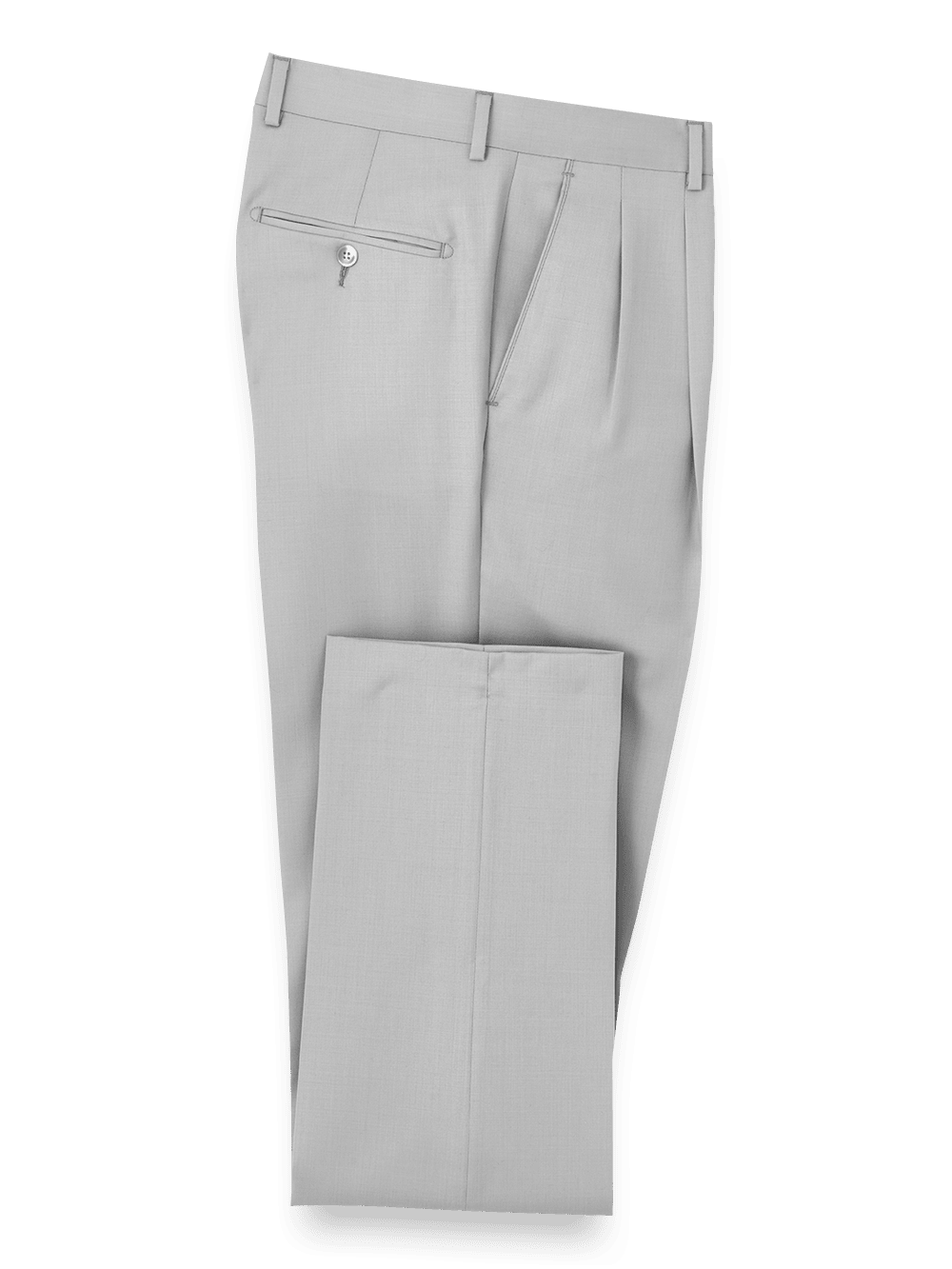 Product Image of Wool Gabardine Pants-Light Grey#model_pleated front