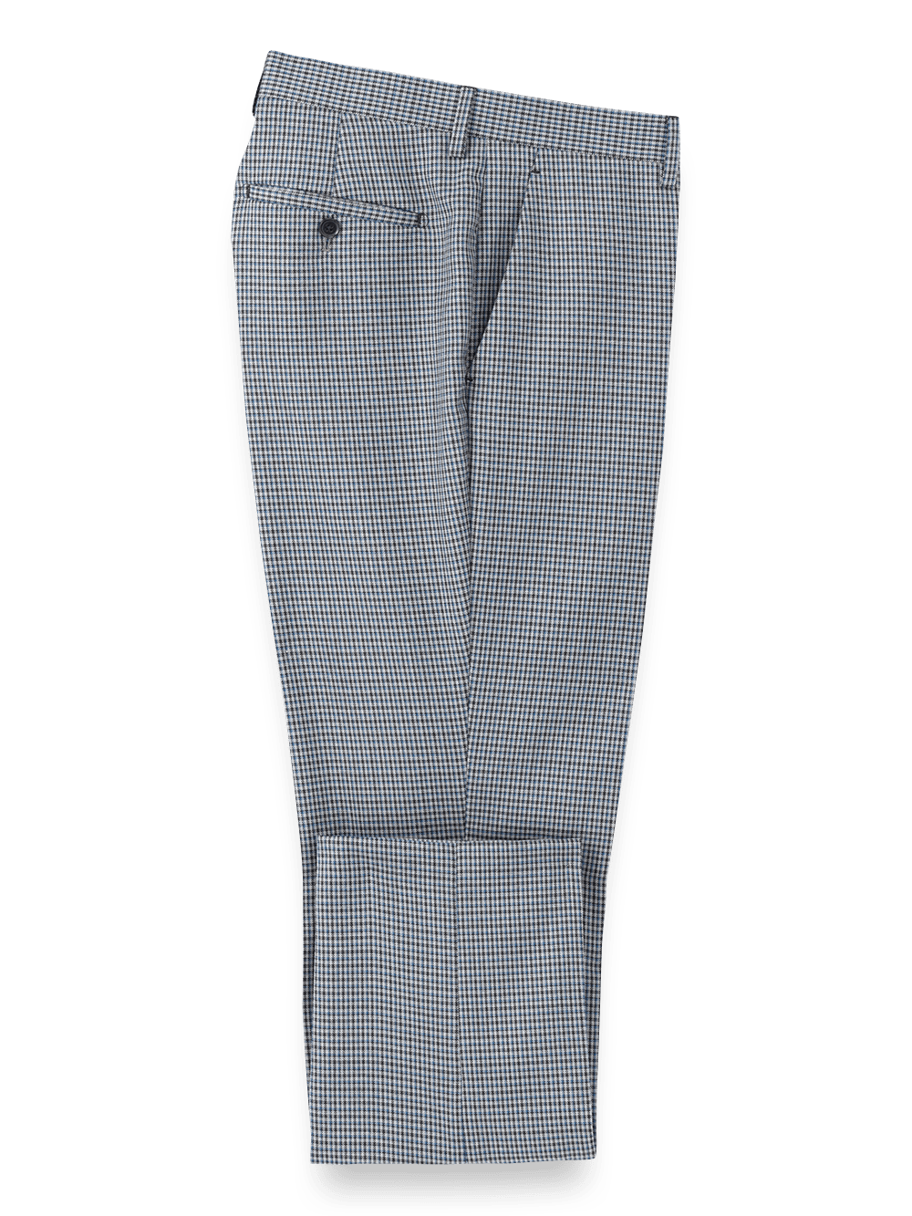 Product Image of Microfiber Check Flat Front Pants-Blue#model_flat front