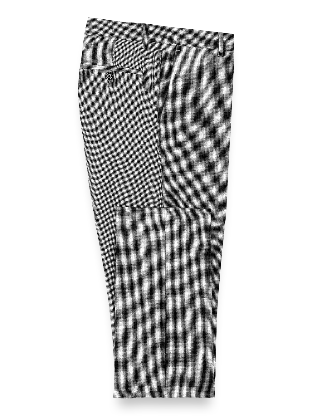 Product Image of Wool Flannel Houndstooth Flat Front Pants-Black#model_flat front