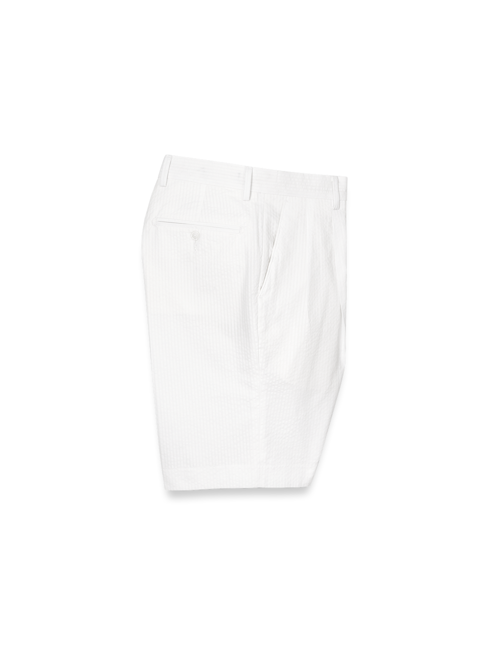 Product Image of Cotton Seersucker Shorts-White#model_pleated front