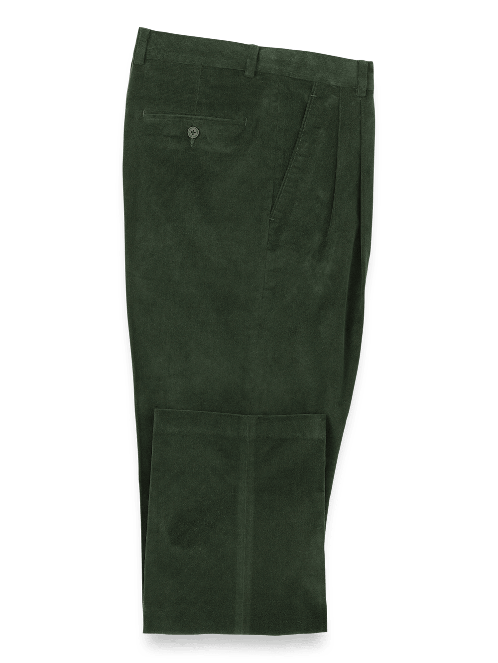Product Image of Cotton Stretch Corduroy Pants-Forest Green#model_pleated front