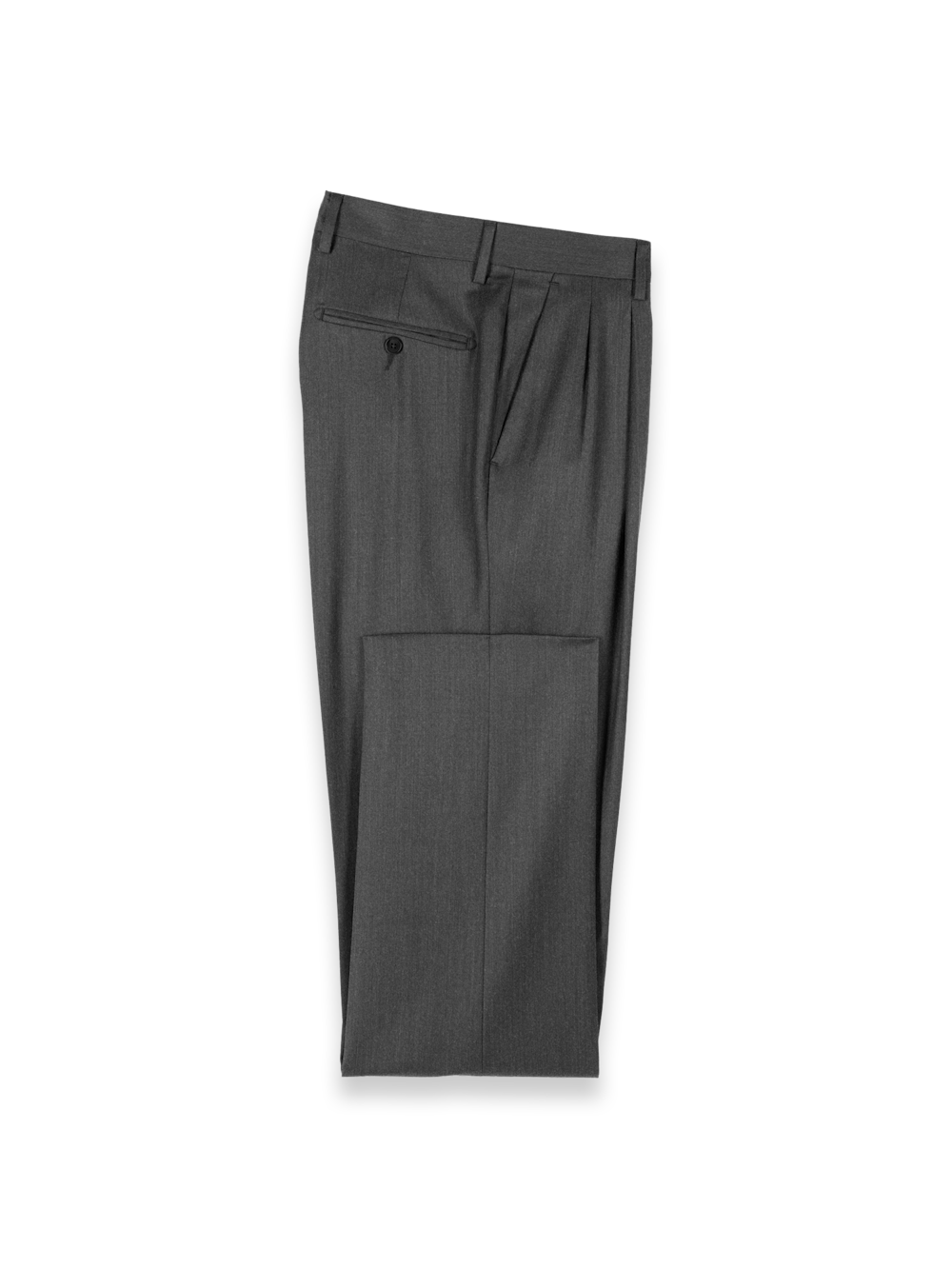 Product Image of Wool Flannel Solid Pants-Charcoal#model_pleated front