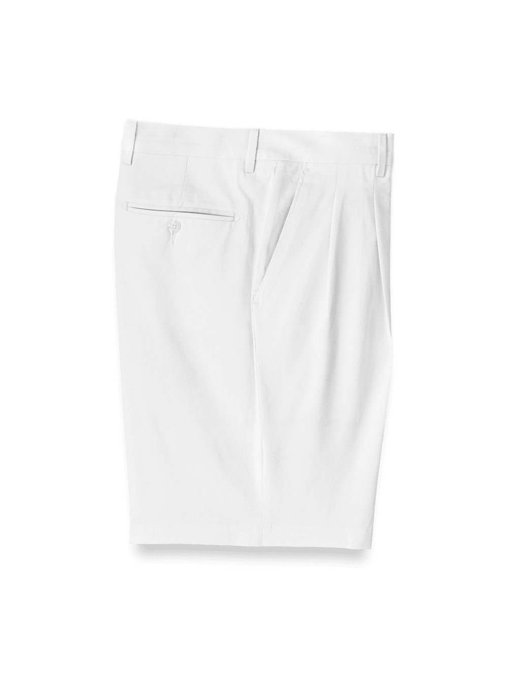 Product Image of Cotton Stretch Twill Pleated Shorts-White#model_pleated front