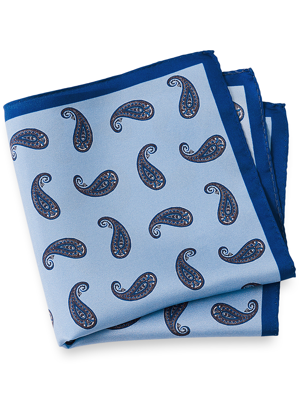 Product Image of Paisley Silk Pocket Square-Blue