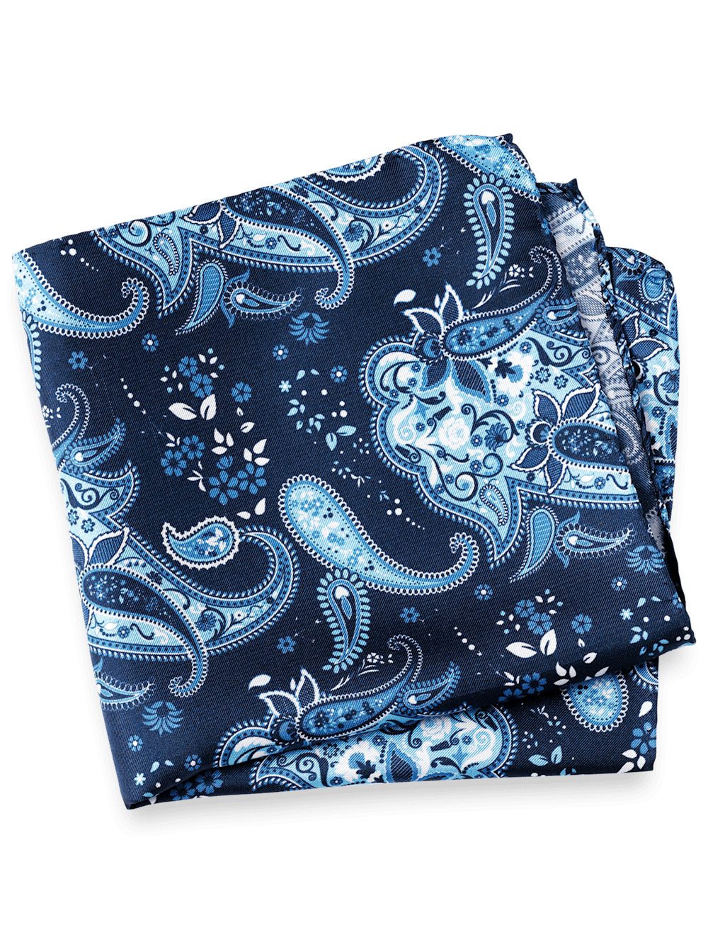 Product Image of Paisley Silk Pocket Square-Blue