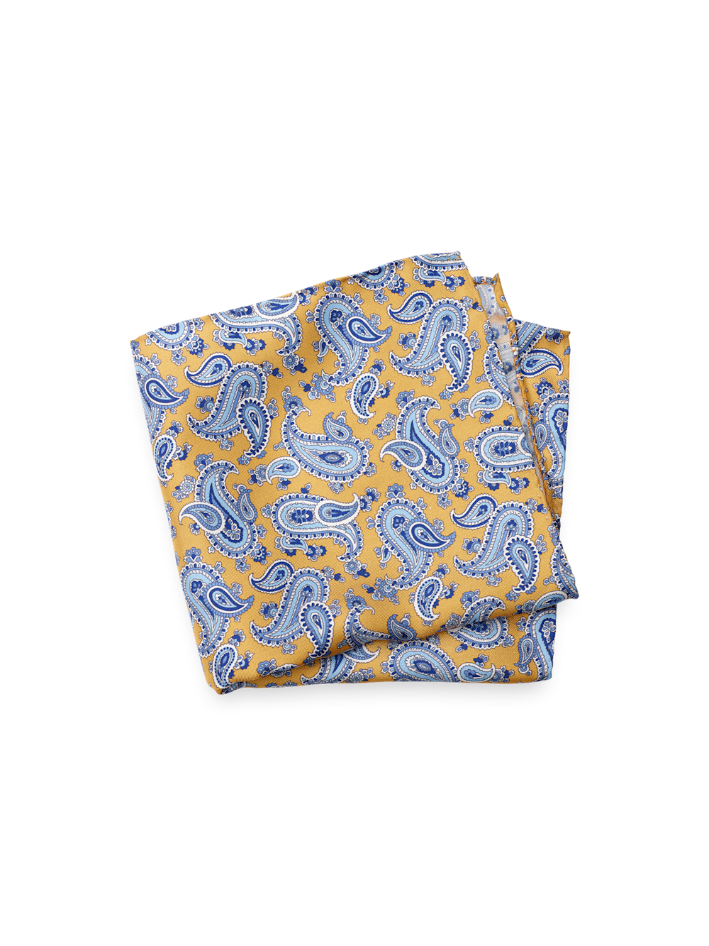 Product Image of Paisley Silk Pocket Square-Yellow/Blue