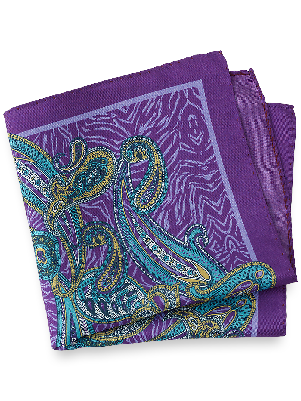 Product Image of Paisley Silk Pocket Square-Purple Multi
