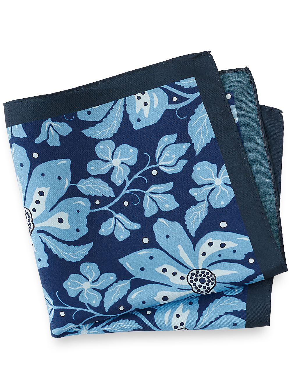 Product Image of Floral Silk Pocket Square-Blue Multi