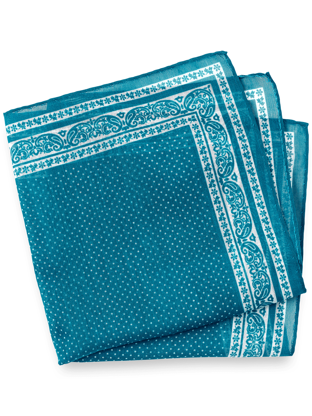 Product Image of Paisley Cotton Blend Pocket Square-Teal