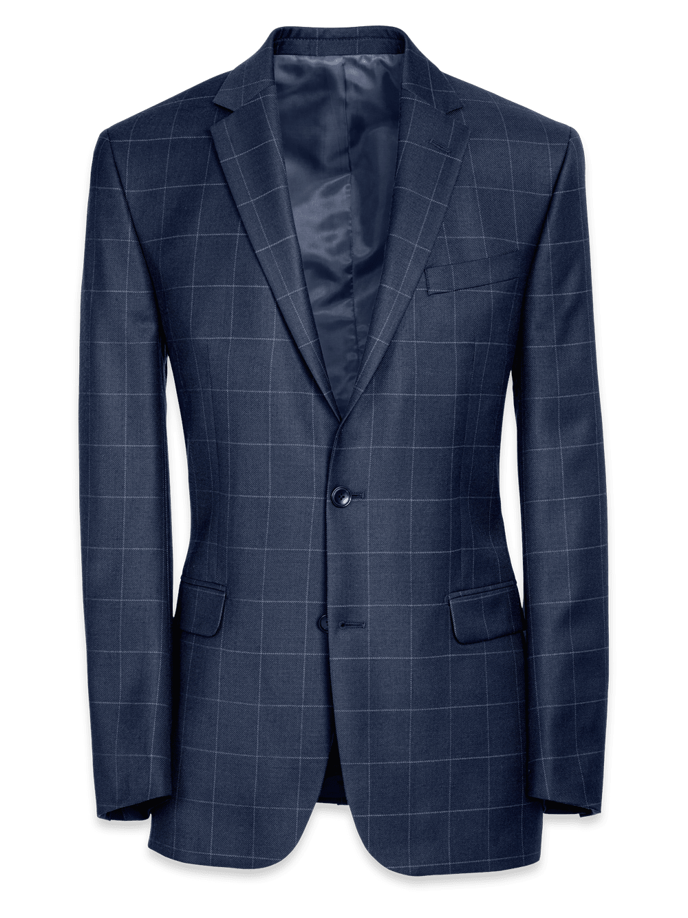 Product Image of Tailored Fit Wool Essential Wool Notch Lapel Suit Jacket-Navy Windowpane