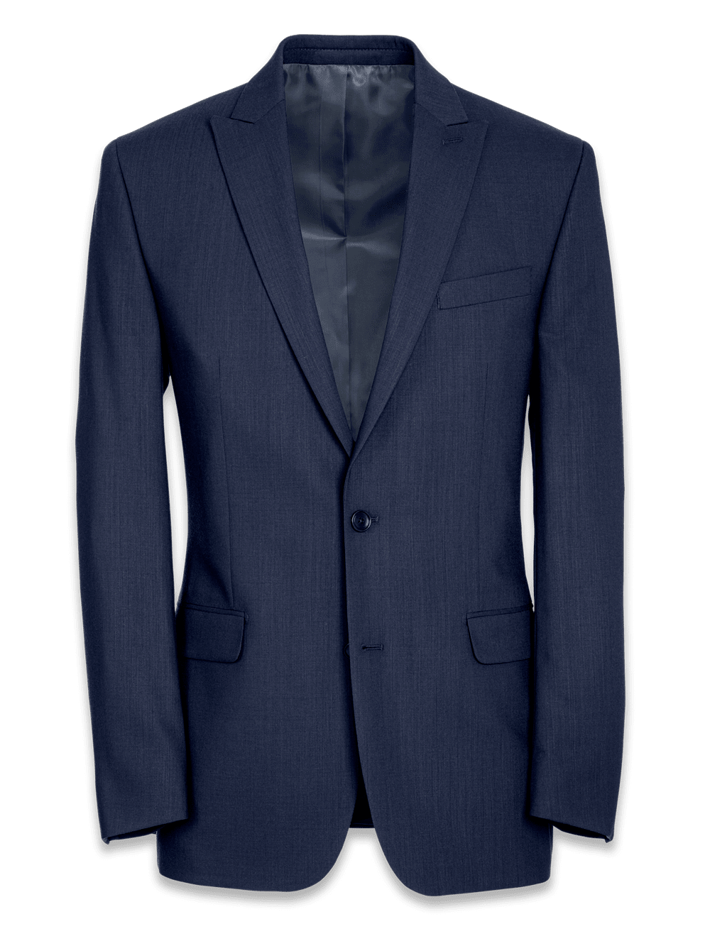 Product Image of Tailored Fit Essential Wool Peak Lapel Suit Jacket-Navy