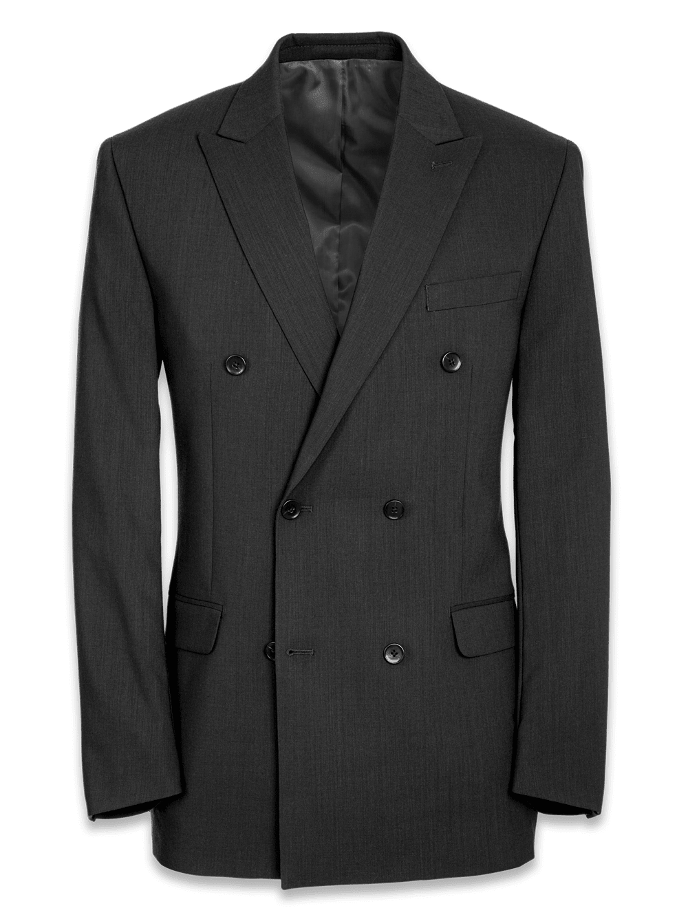 Product Image of Tailored Fit Essential Wool Double Breasted Peak Lapel Suit Jacket-Black
