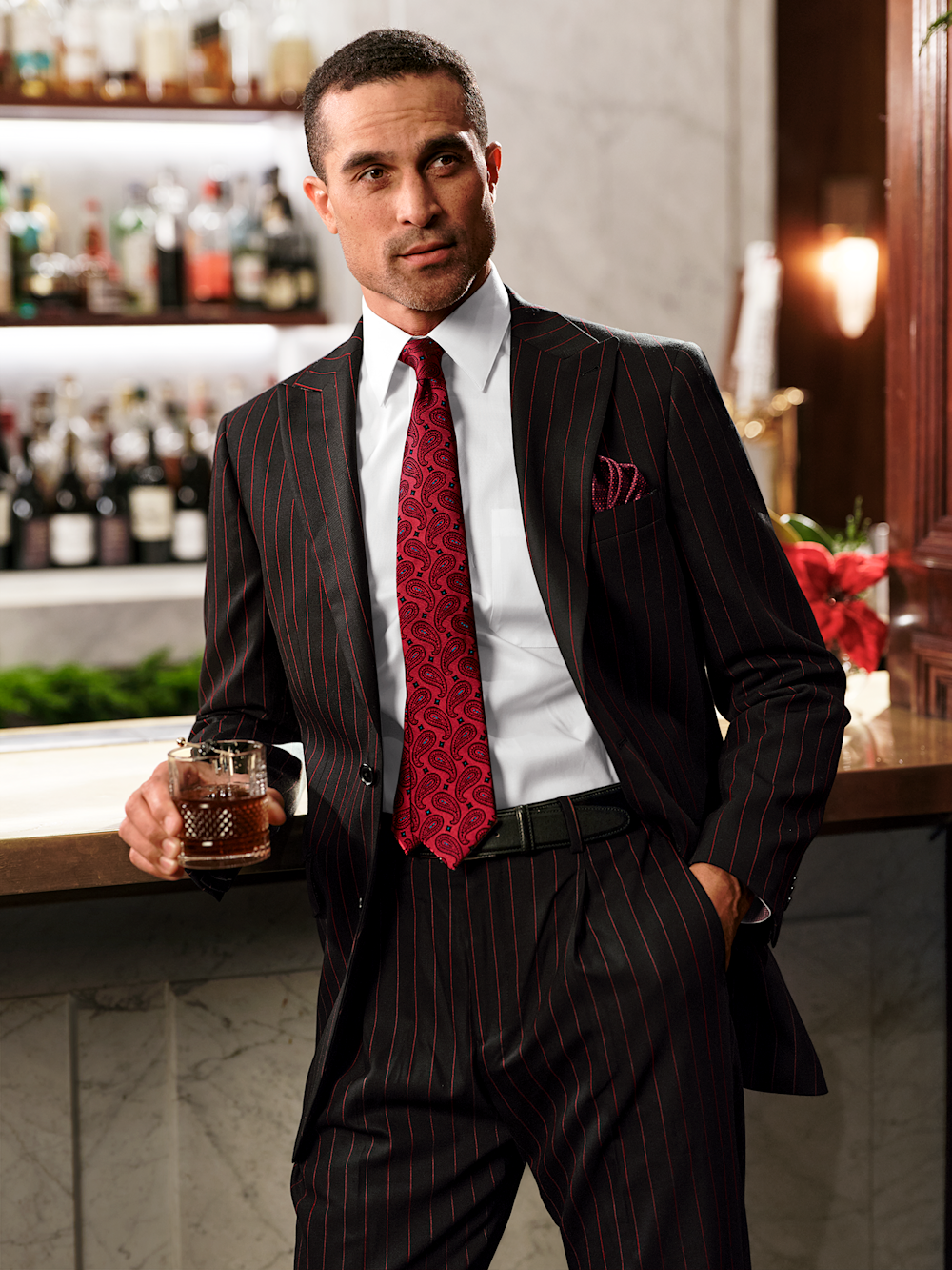 Alternate Image of Wool Stretch Stripe Single Breated Peak Lapel Suit Jacket-7