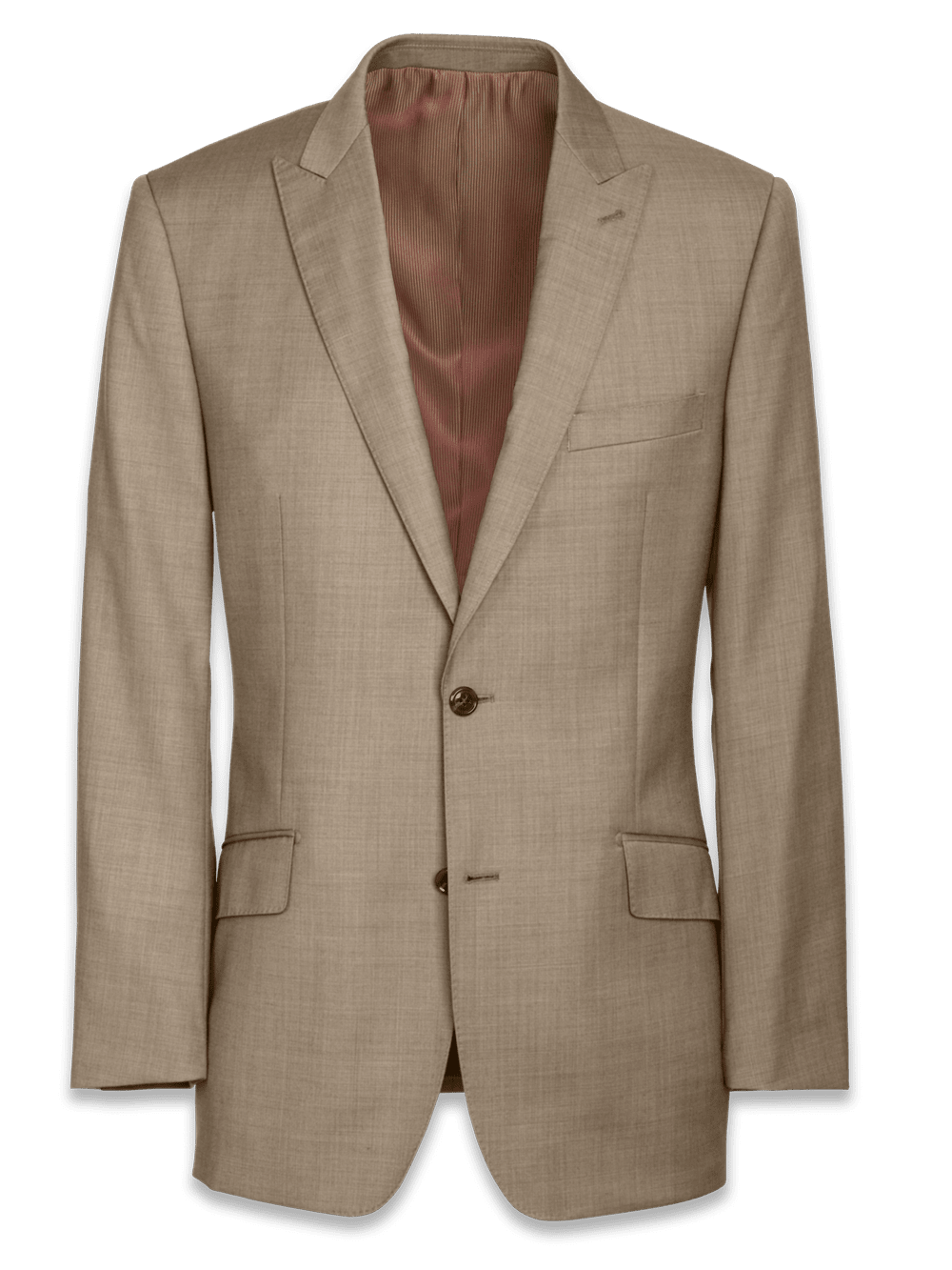 Product Image of Tailored Fit Sharkskin Peak Lapel Suit Jacket-Tan