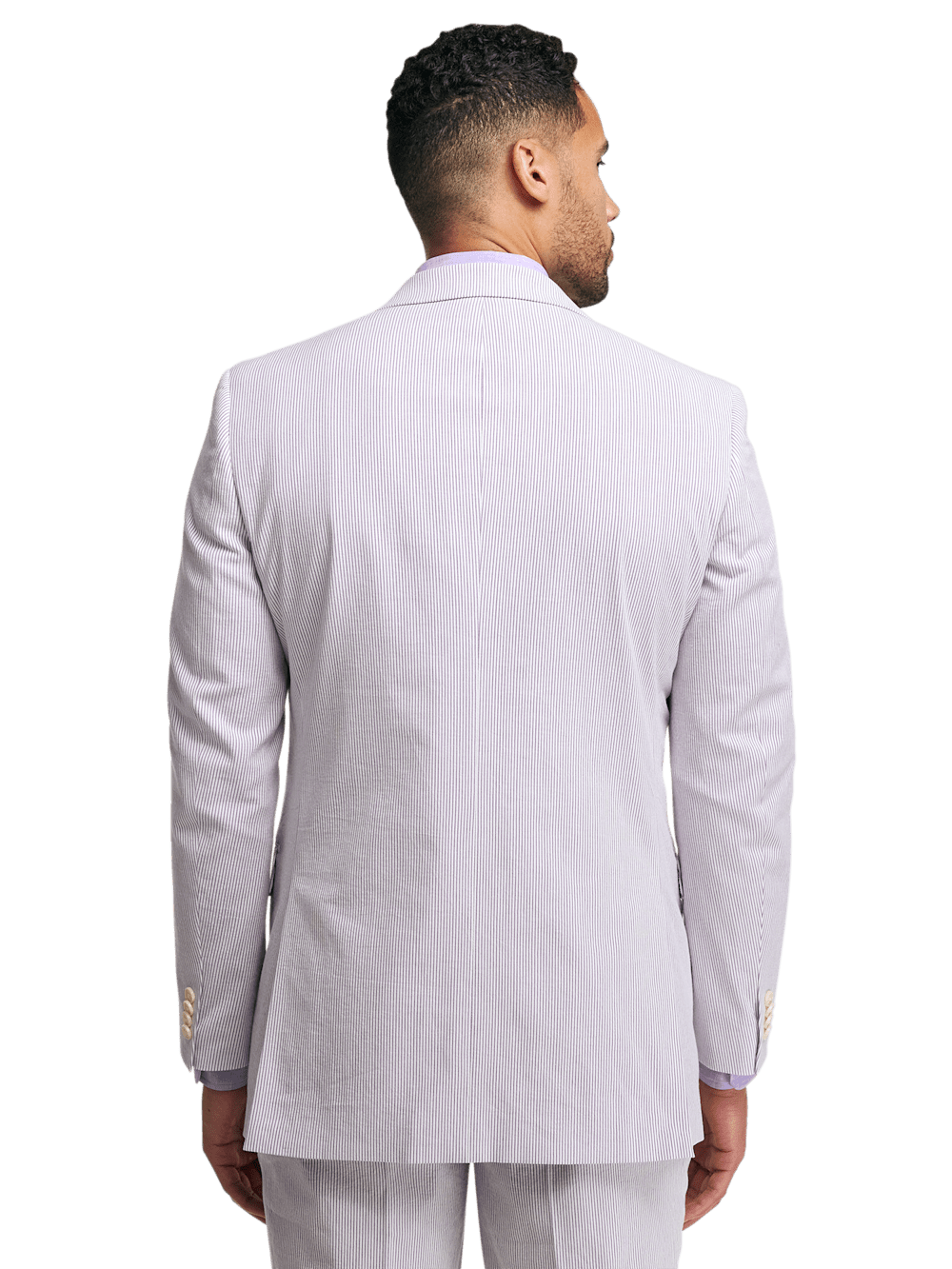 Alternate Image of Cotton Stretch Stripe Seersucker Single Breasted Notch Lapel Suit Jacket-6