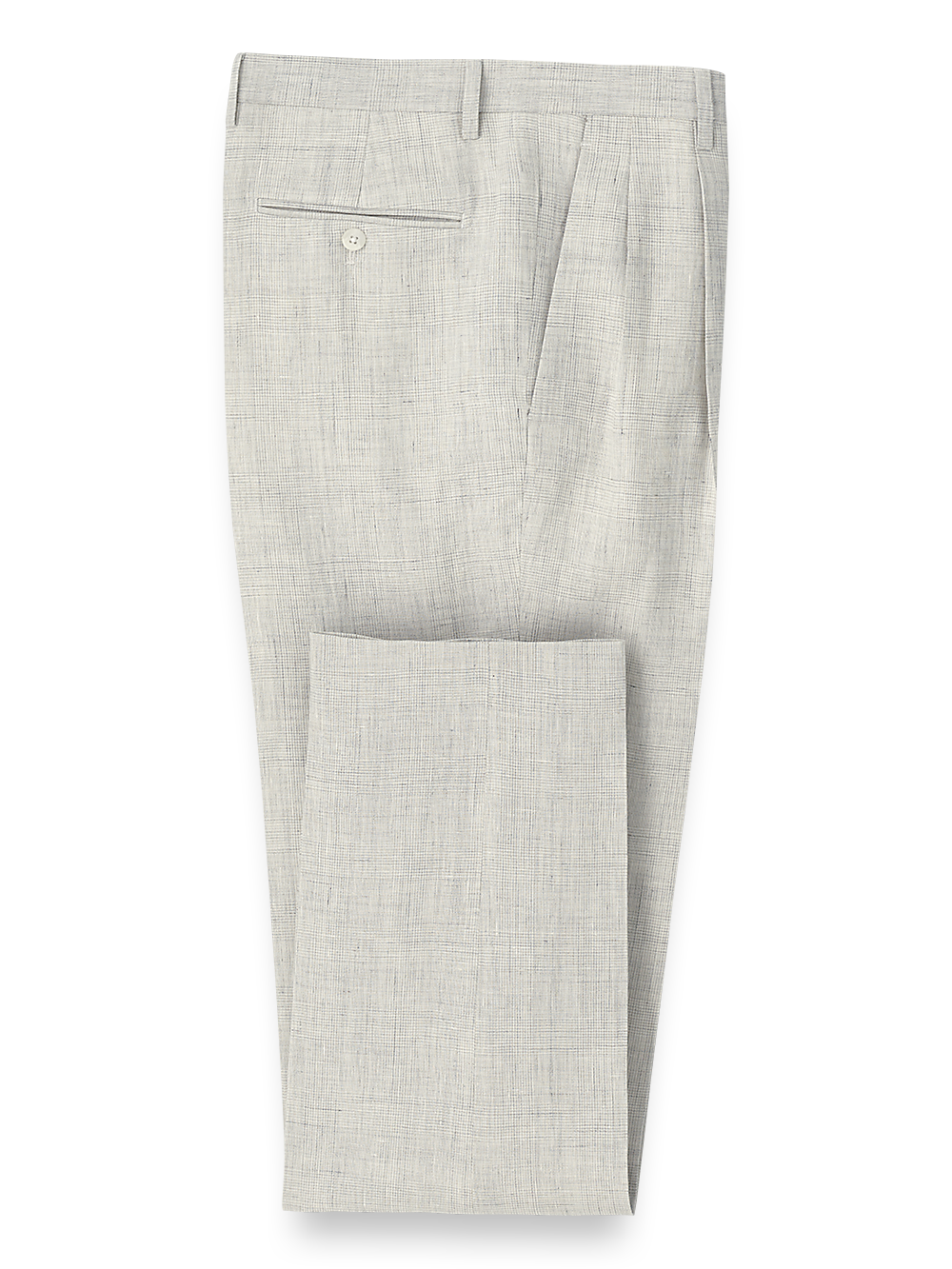 Product Image of Linen Plaid Pleated Suit Pants-Light Grey