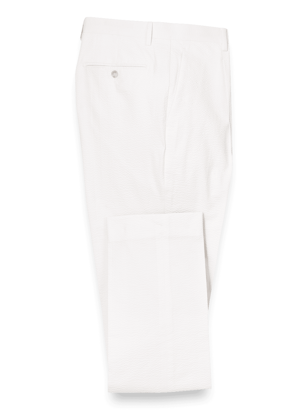 Product Image of Cotton Stretch Seersucker Single Pleat Suit Pants-White